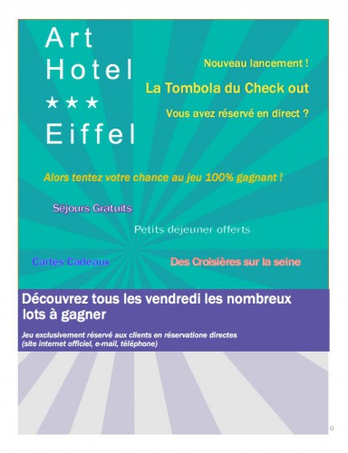 Nouvel Évènement Art Hotel Eiffel : La Tombola du Checkout 